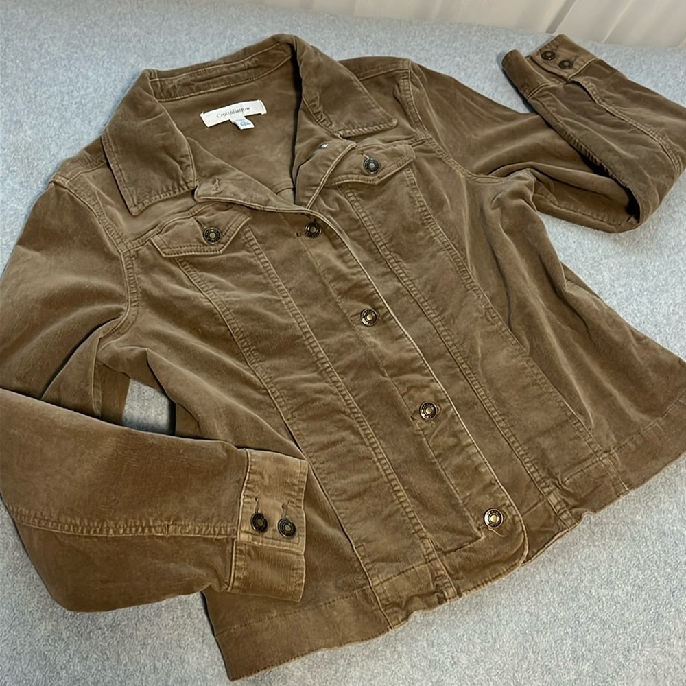 Womens Corduroy Jacket Large Stretch Tan Capsule Casual